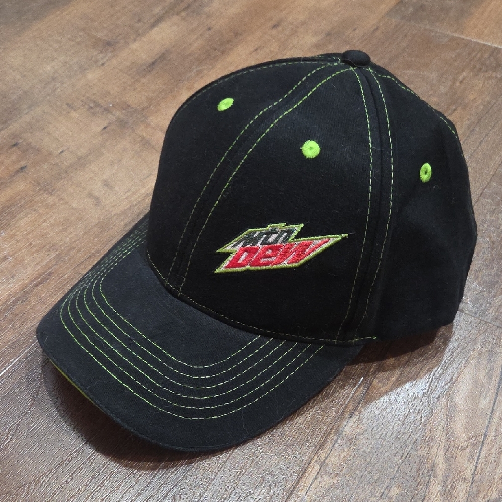 Black and Green Mountain Dew Cap